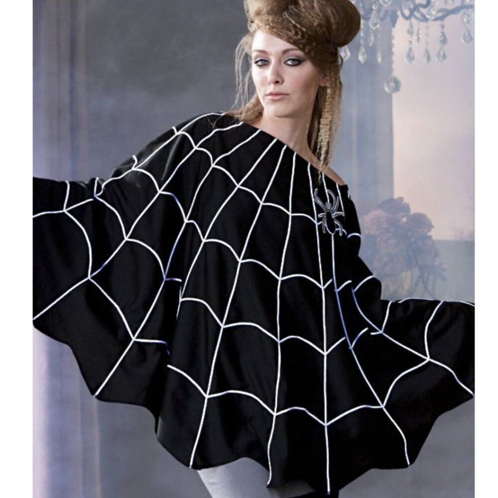 Grandin Road Halloween Spider Web Poncho Costume One Size NWOT